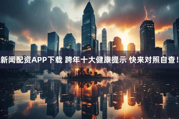 新闻配资APP下载 跨年十大健康提示 快来对照自查！